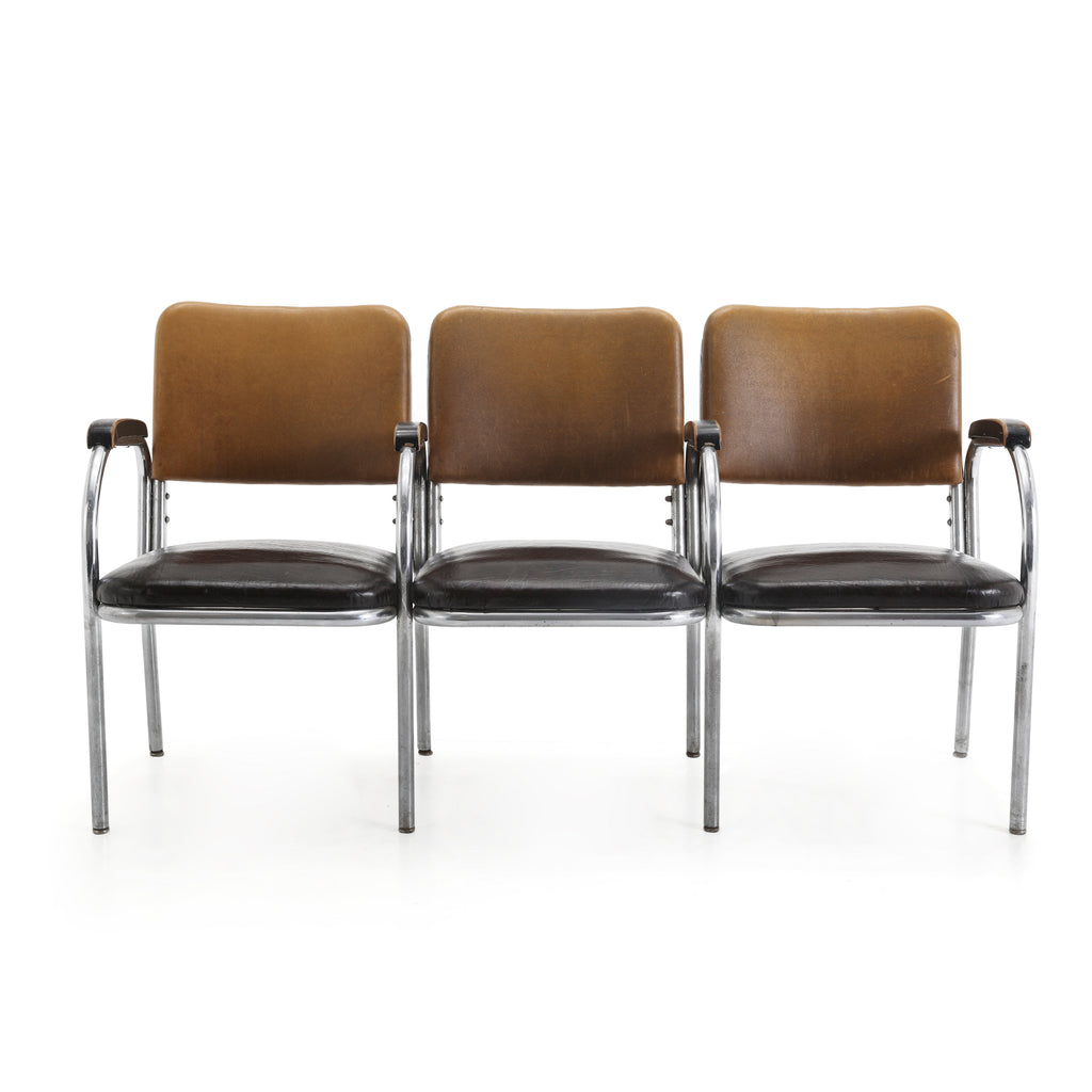 Black & Brown Bench w/ Chrome Legs