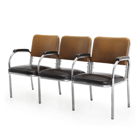 Black & Brown Bench w/ Chrome Legs