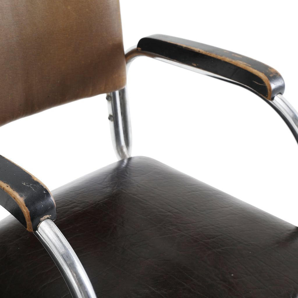 Black & Brown Bench w/ Chrome Legs