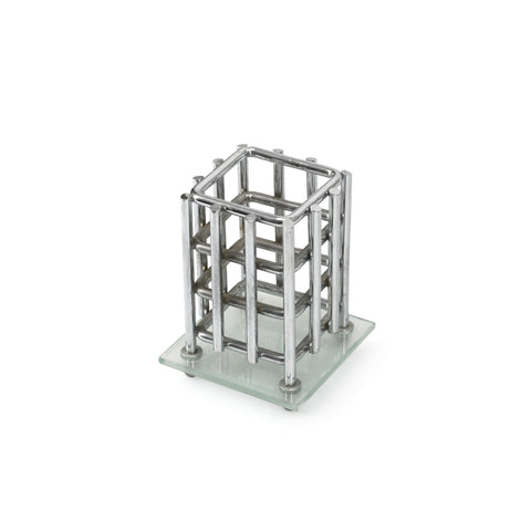 Frosted Glass & Chrome Wire Pen Holder