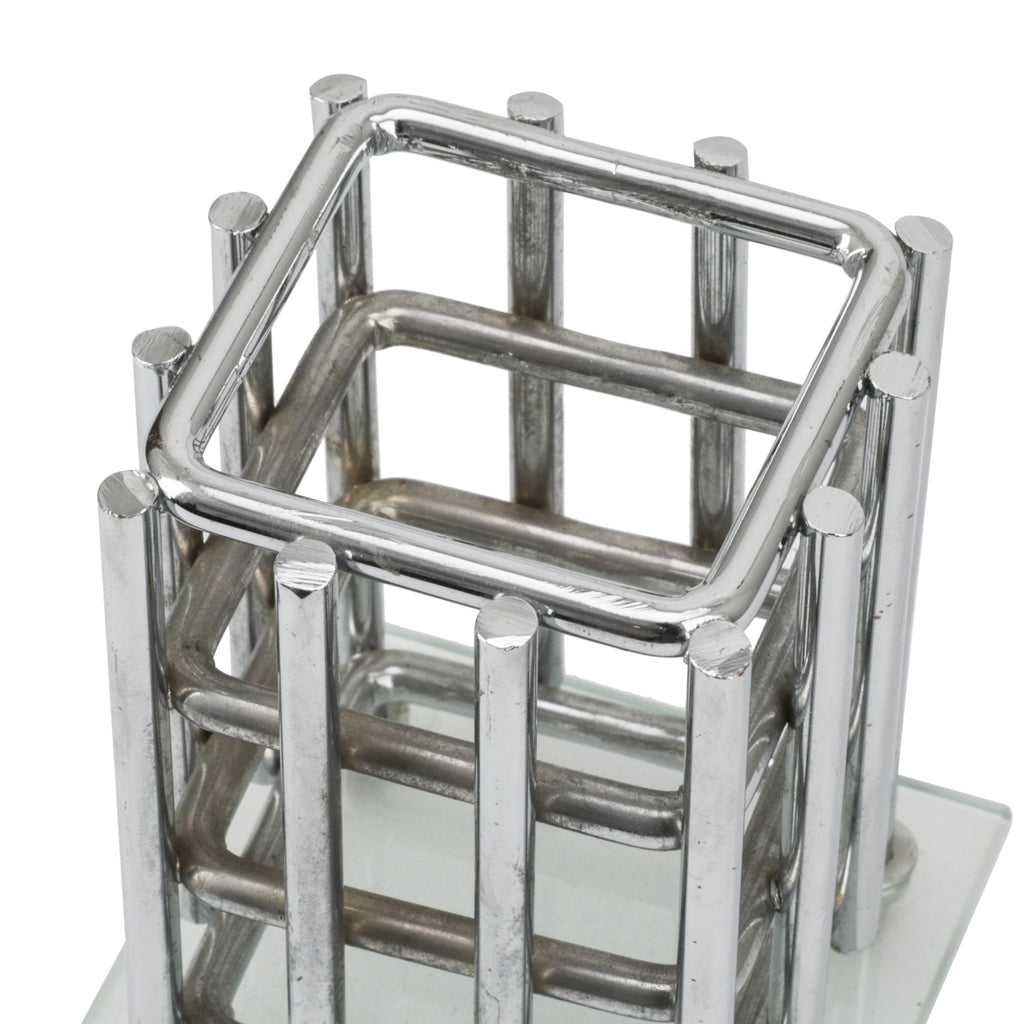 Frosted Glass & Chrome Wire Pen Holder