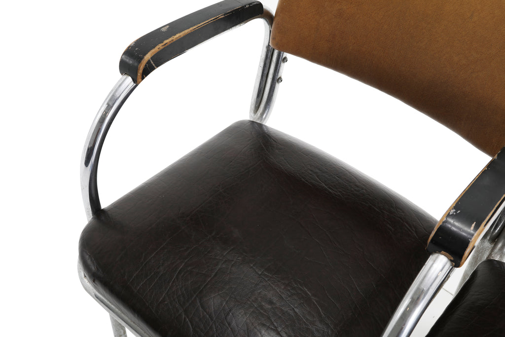 Black & Brown Bench w/ Chrome Legs