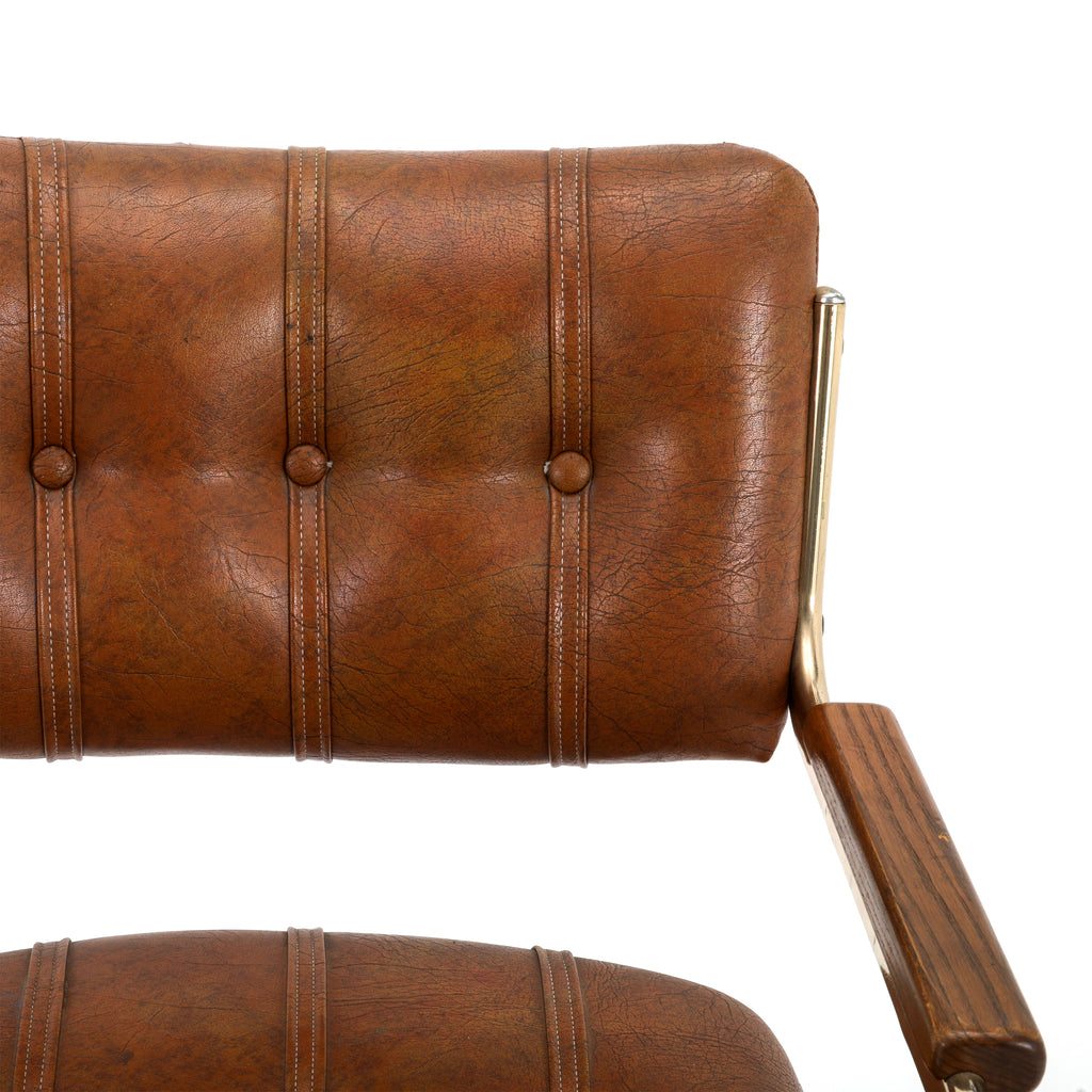 Brown Leather & Gold Barstool