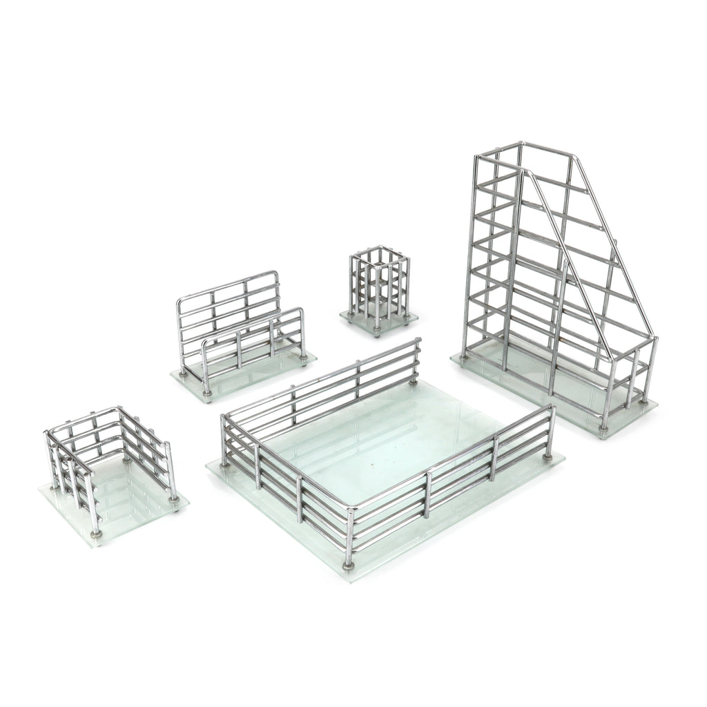 Frosted Glass & Chrome Wire Pen Holder
