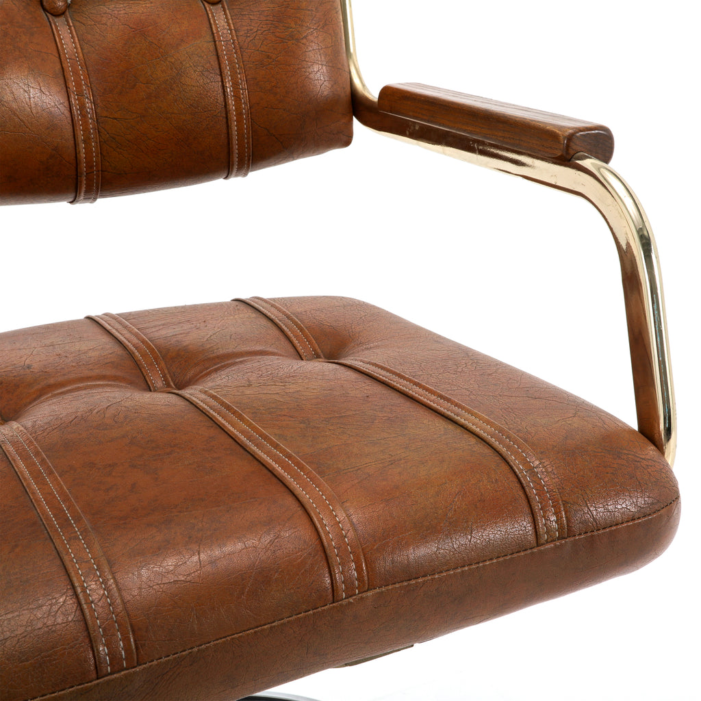 Brown Leather & Gold Barstool