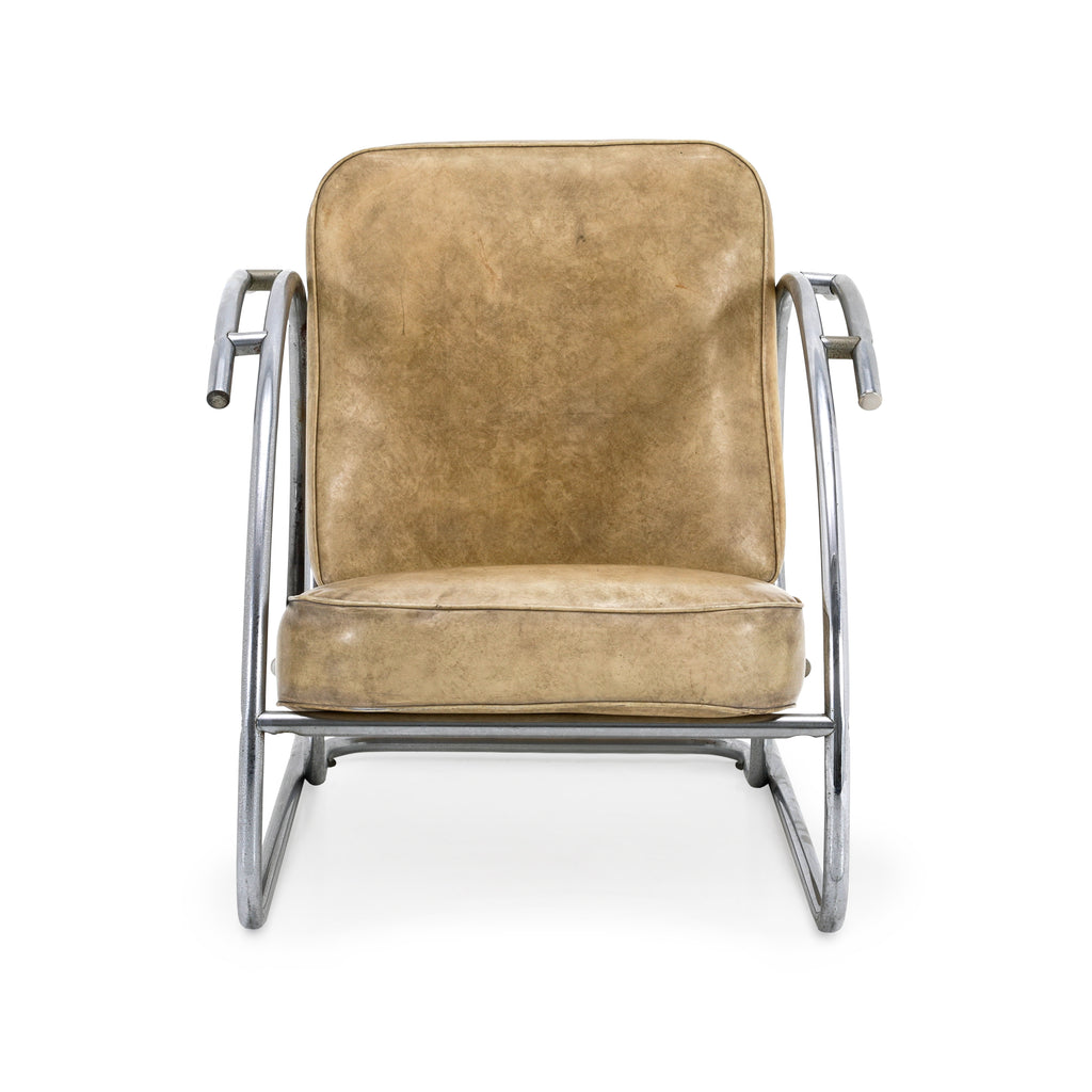 Tan / Chrome Vintage Deco Chair