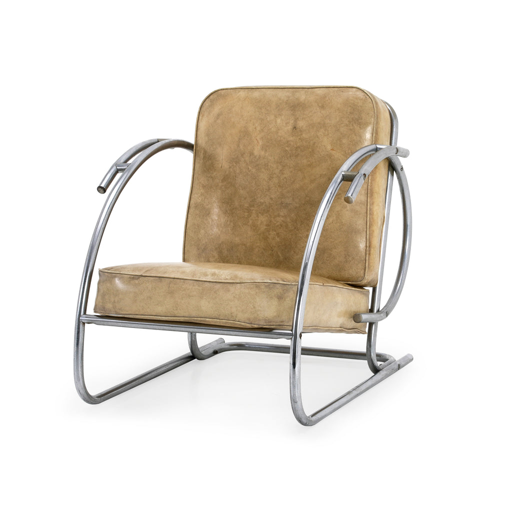 Tan / Chrome Vintage Deco Chair