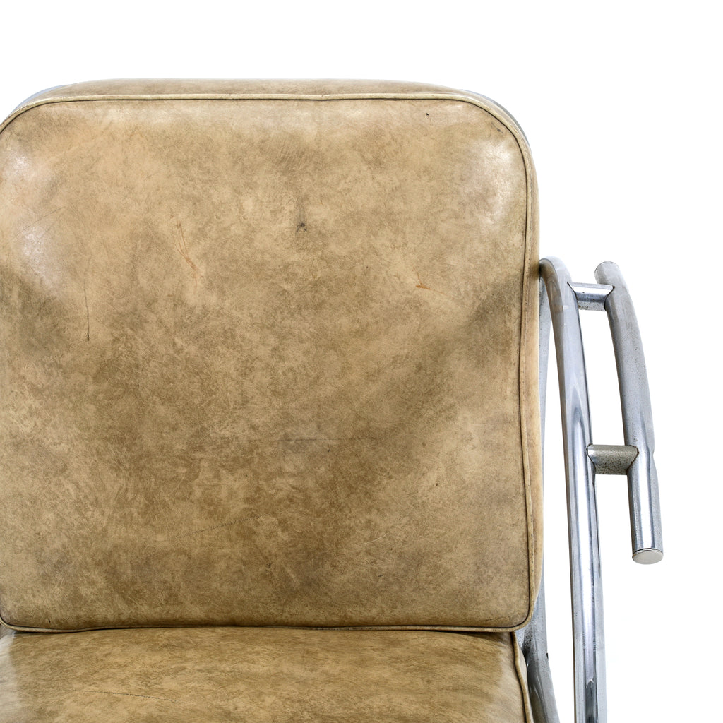 Tan / Chrome Vintage Deco Chair
