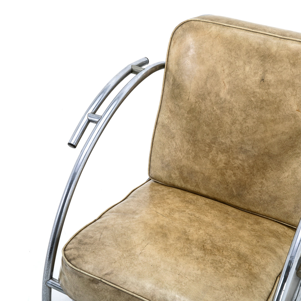 Tan / Chrome Vintage Deco Chair