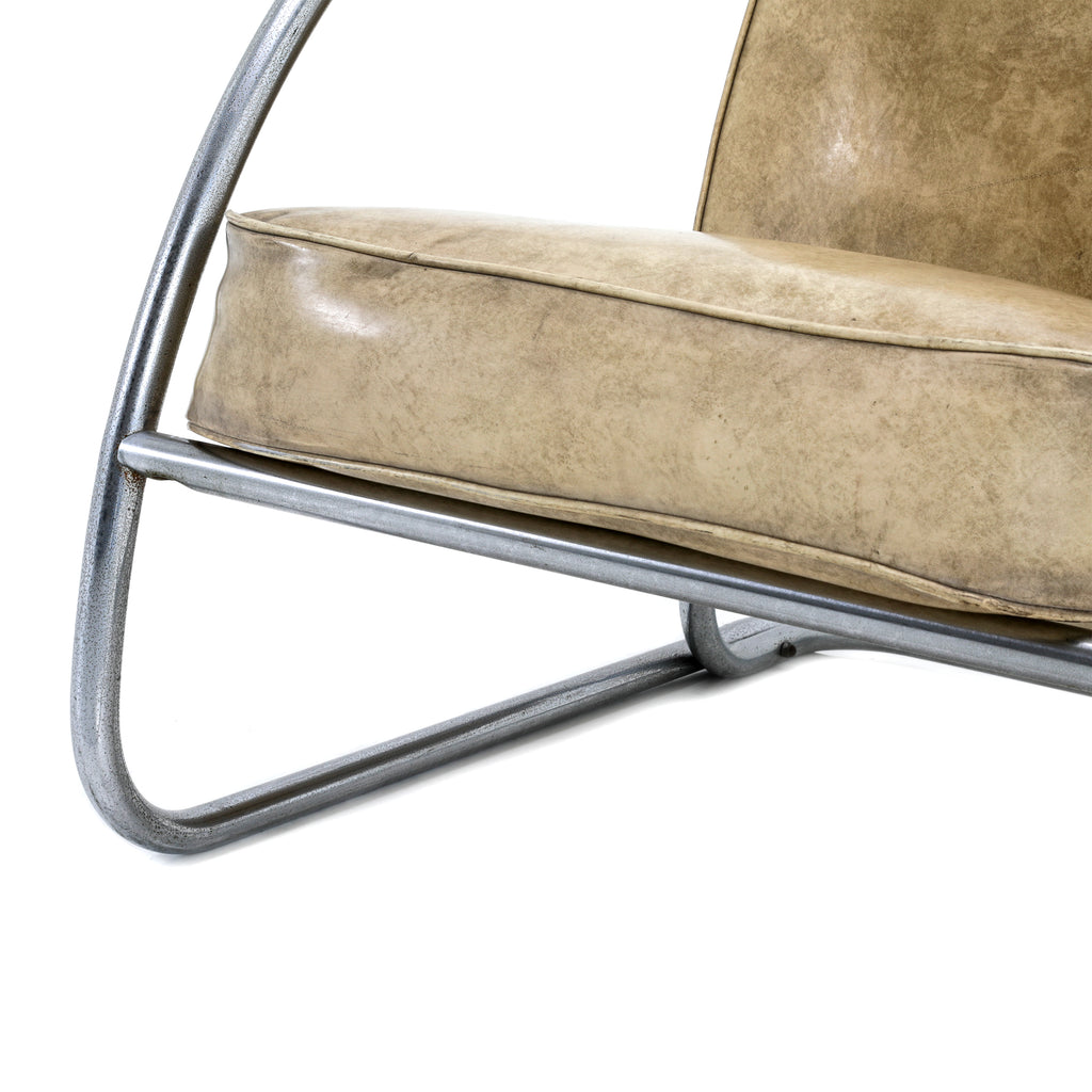 Tan / Chrome Vintage Deco Chair