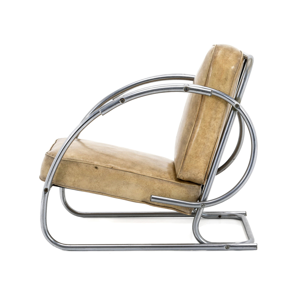 Tan / Chrome Vintage Deco Chair