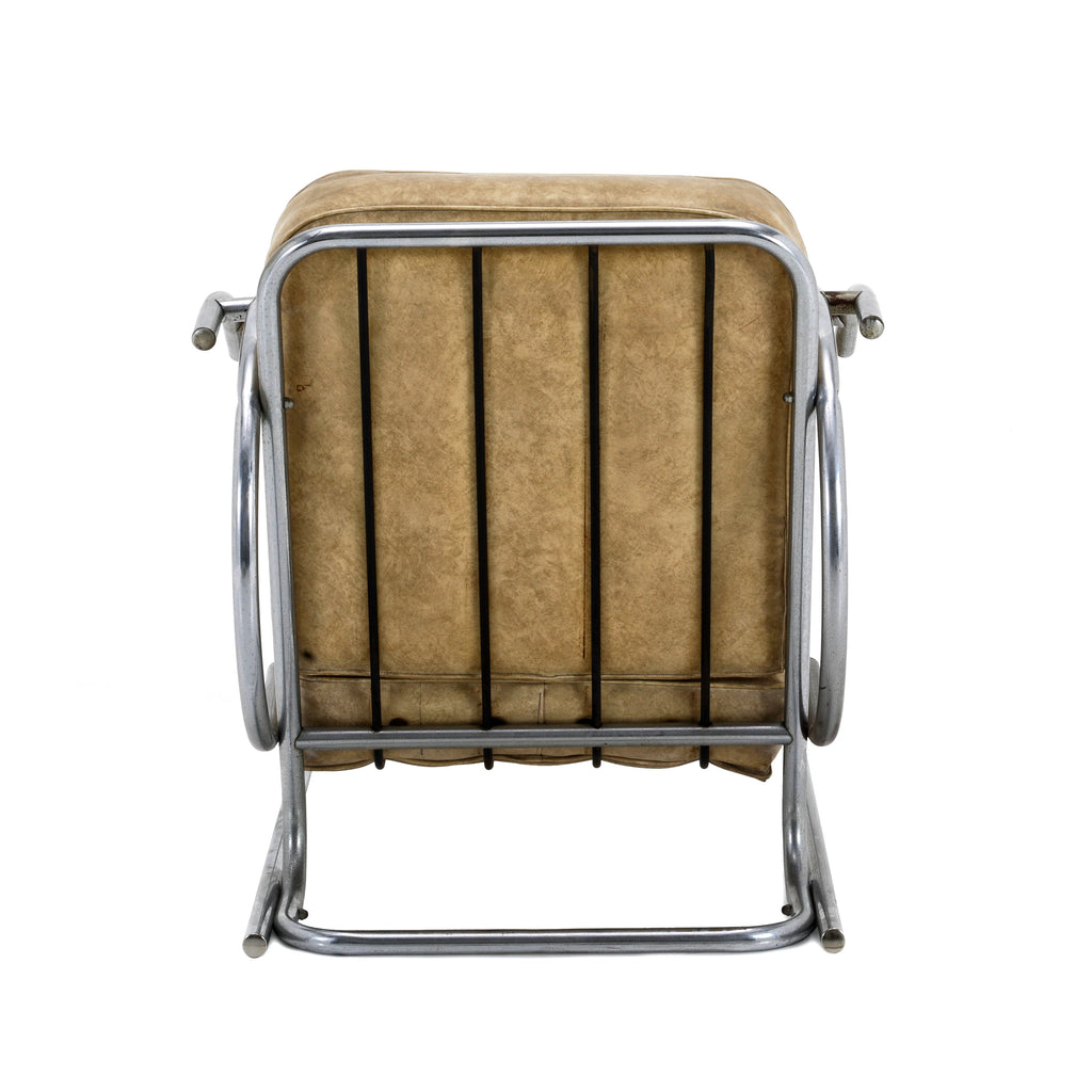 Tan / Chrome Vintage Deco Chair