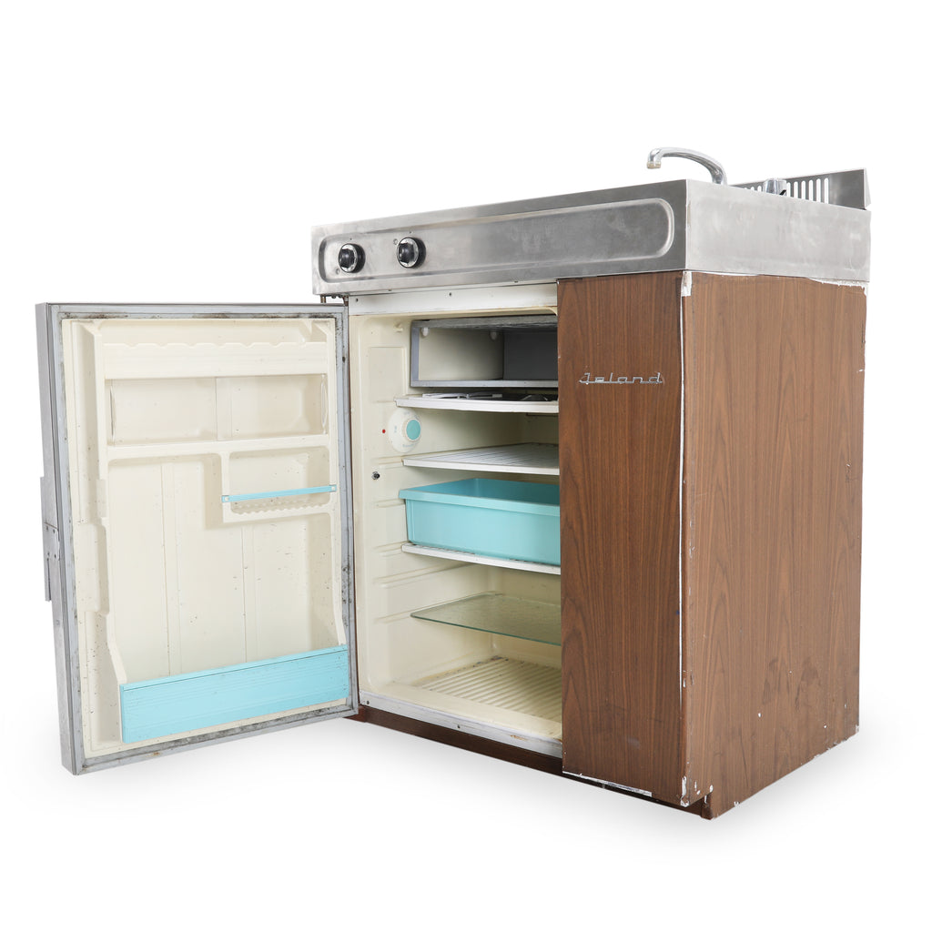 Stainless Island Kitchen Sink / Fridge / Stove Combo Unit