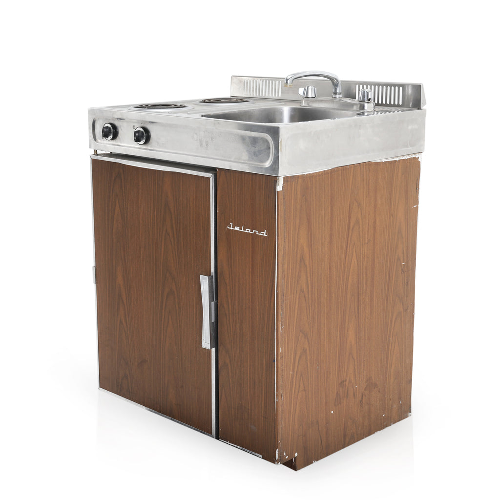 Stainless Island Kitchen Sink / Fridge / Stove Combo Unit