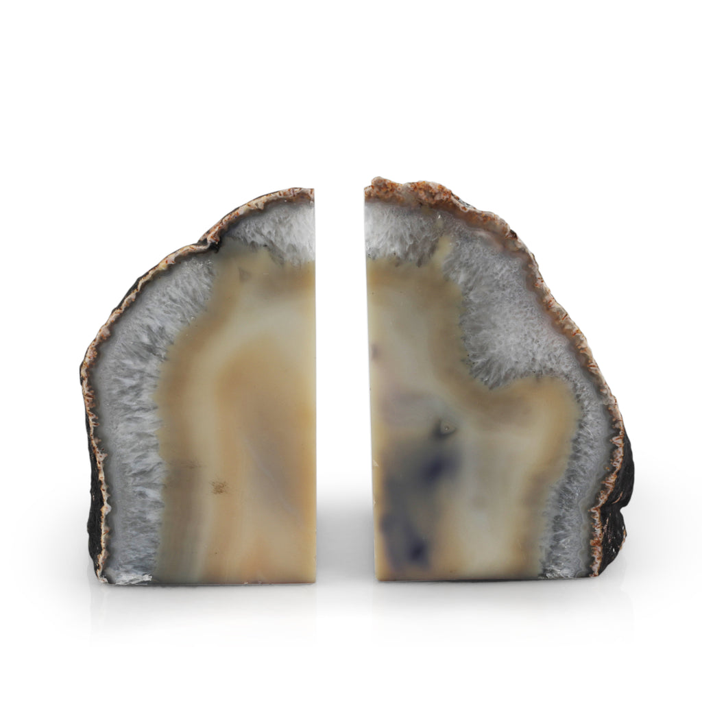 Tan / Blue Geode Bookends (A+D)