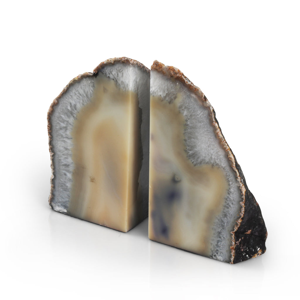 Tan / Blue Geode Bookends (A+D)