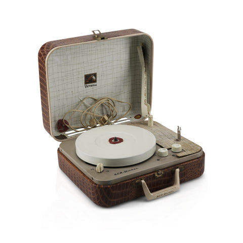 Portable RCA Victor Turntable in Brown Croc Case