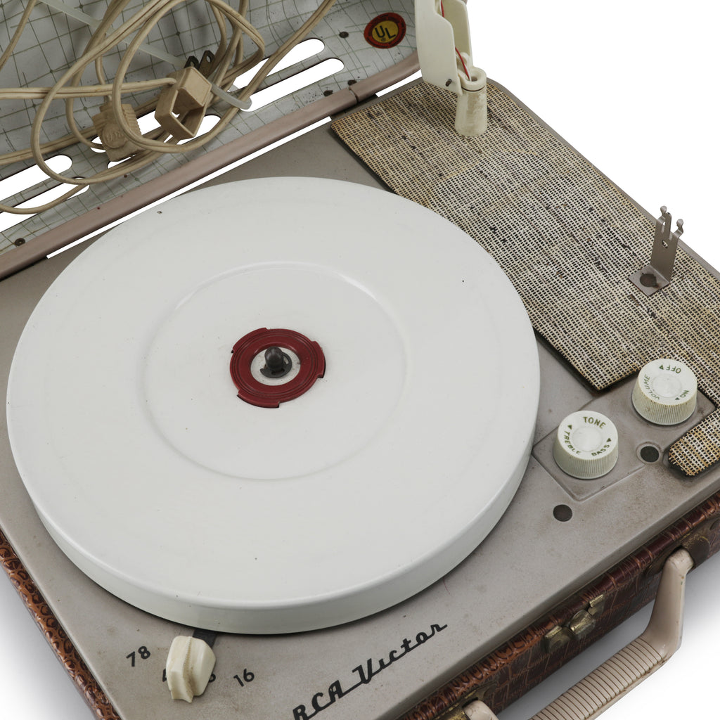 Portable RCA Victor Turntable in Brown Croc Case