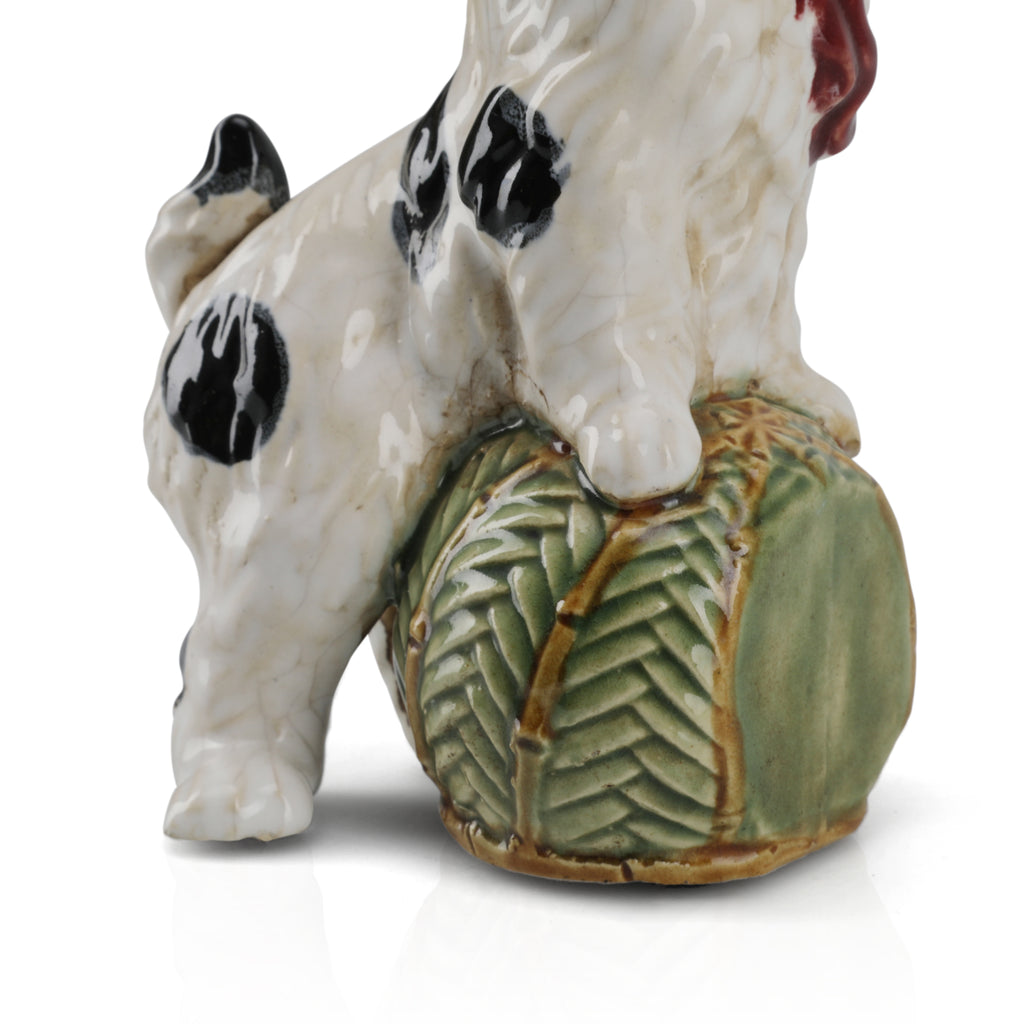 Small Ceramic Dog on a Ball (A+D)