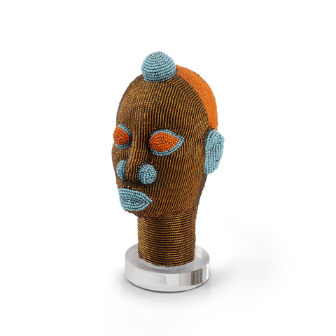Orange / Blue Beaded African Bust (A+D)