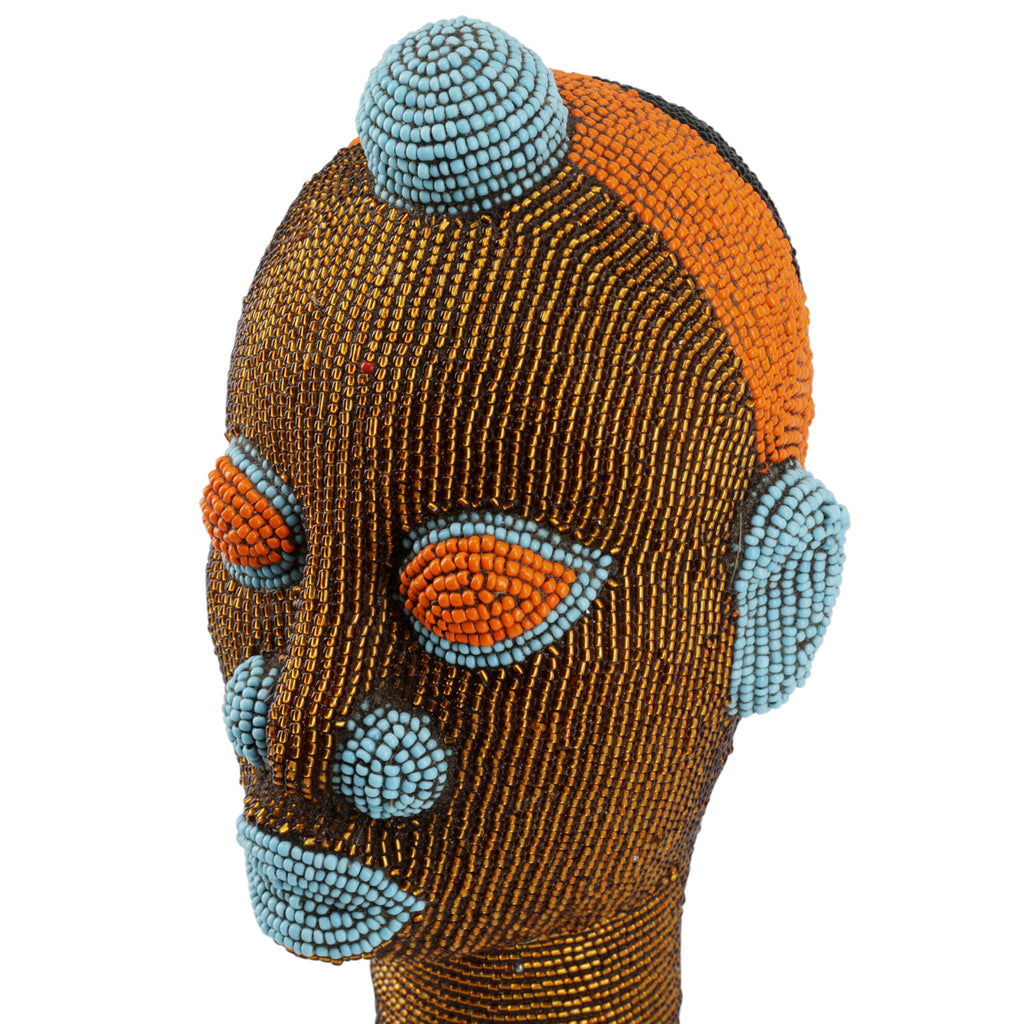 Orange / Blue Beaded African Bust (A+D)