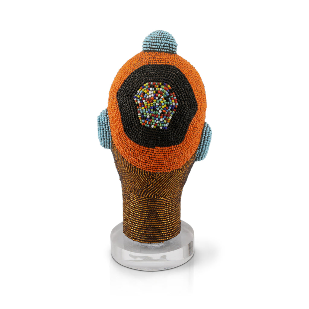 Orange / Blue Beaded African Bust (A+D)