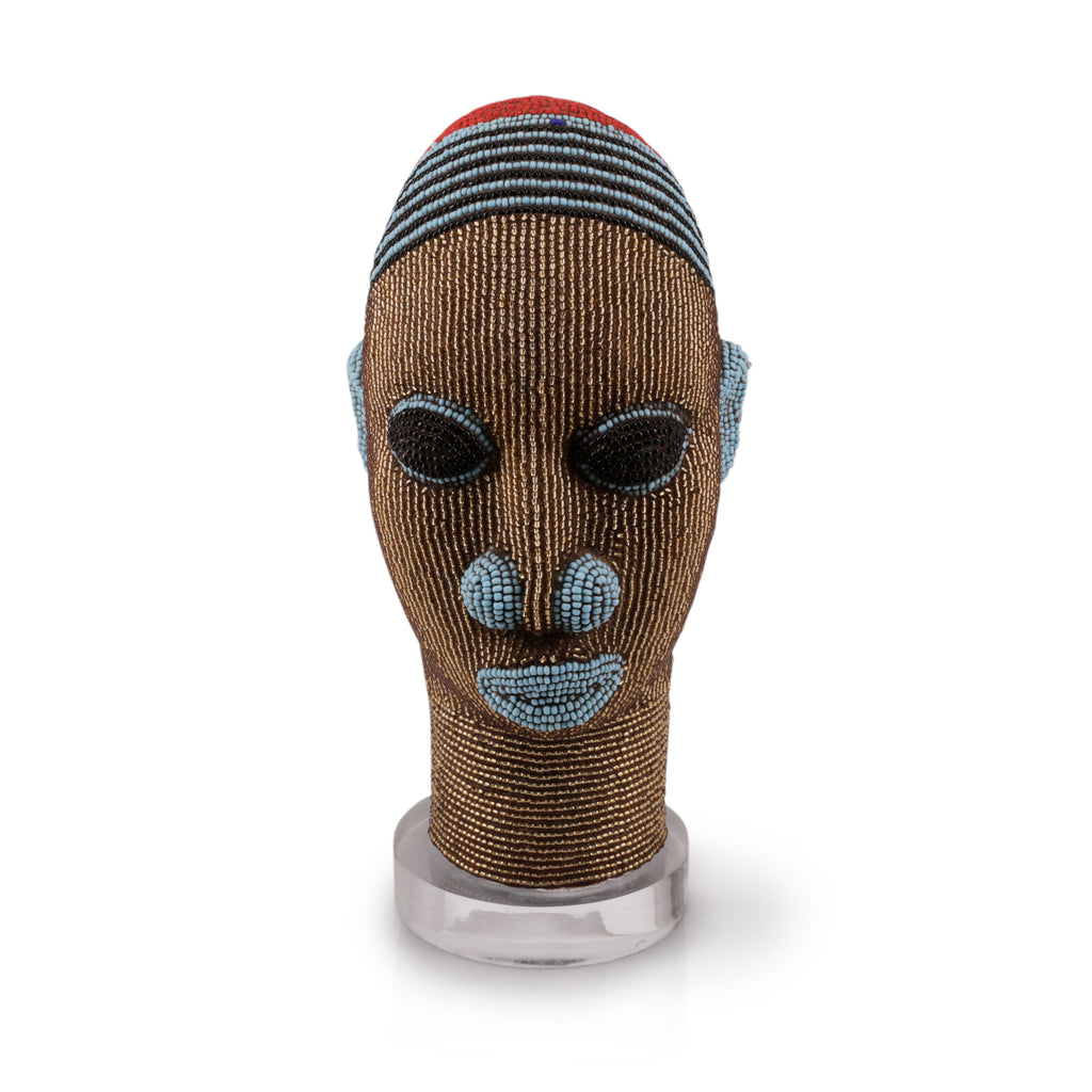 Brown Beaded African Bust (A+D)