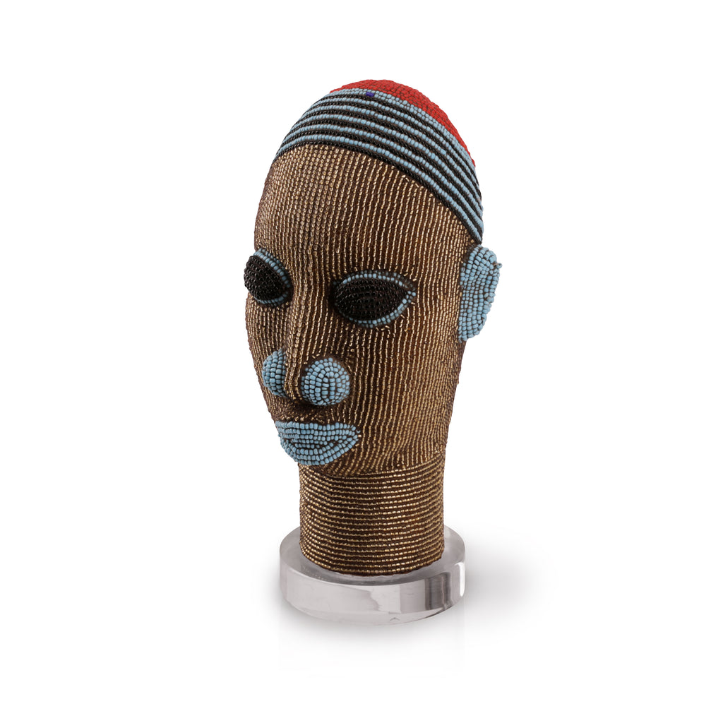 Brown Beaded African Bust (A+D)