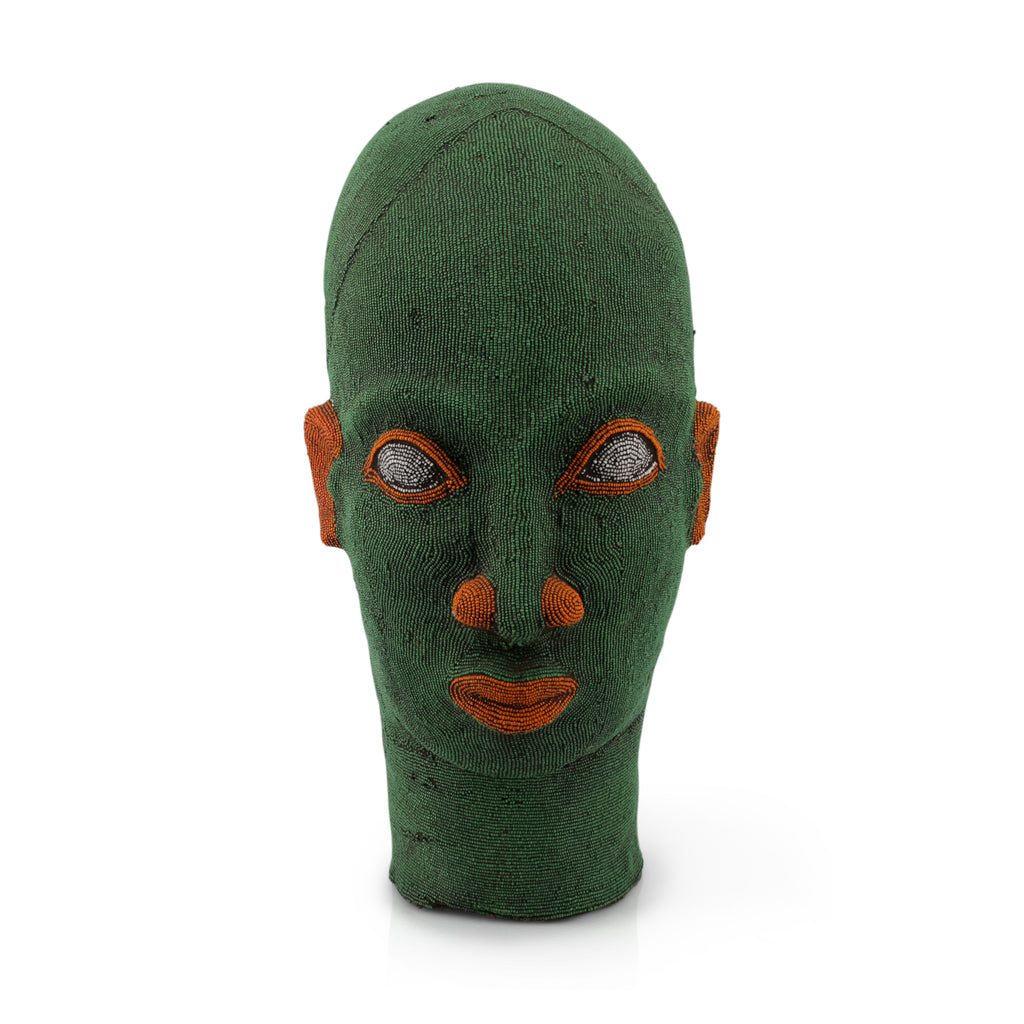 Large Green Beaded African Bust (A+D)