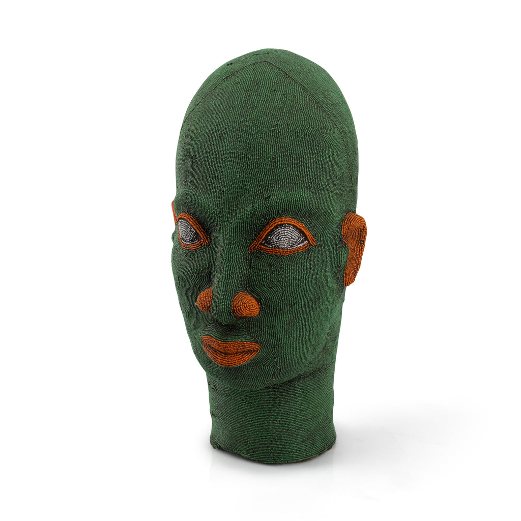 Large Green Beaded African Bust (A+D)