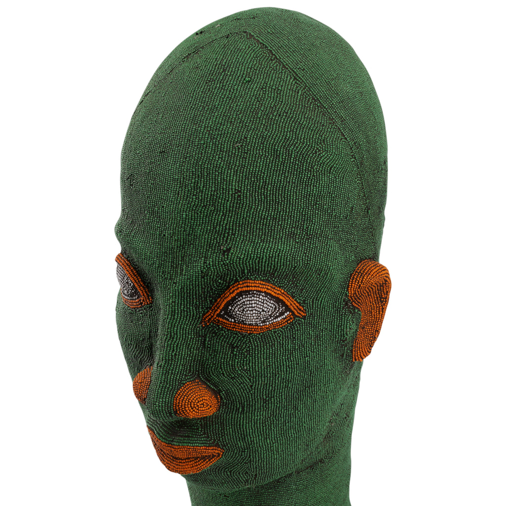Large Green Beaded African Bust (A+D)