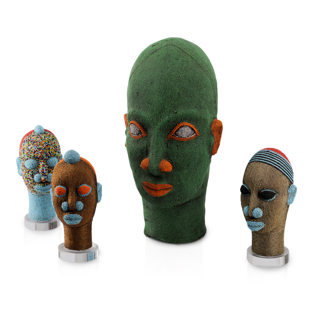 Orange / Blue Beaded African Bust (A+D)