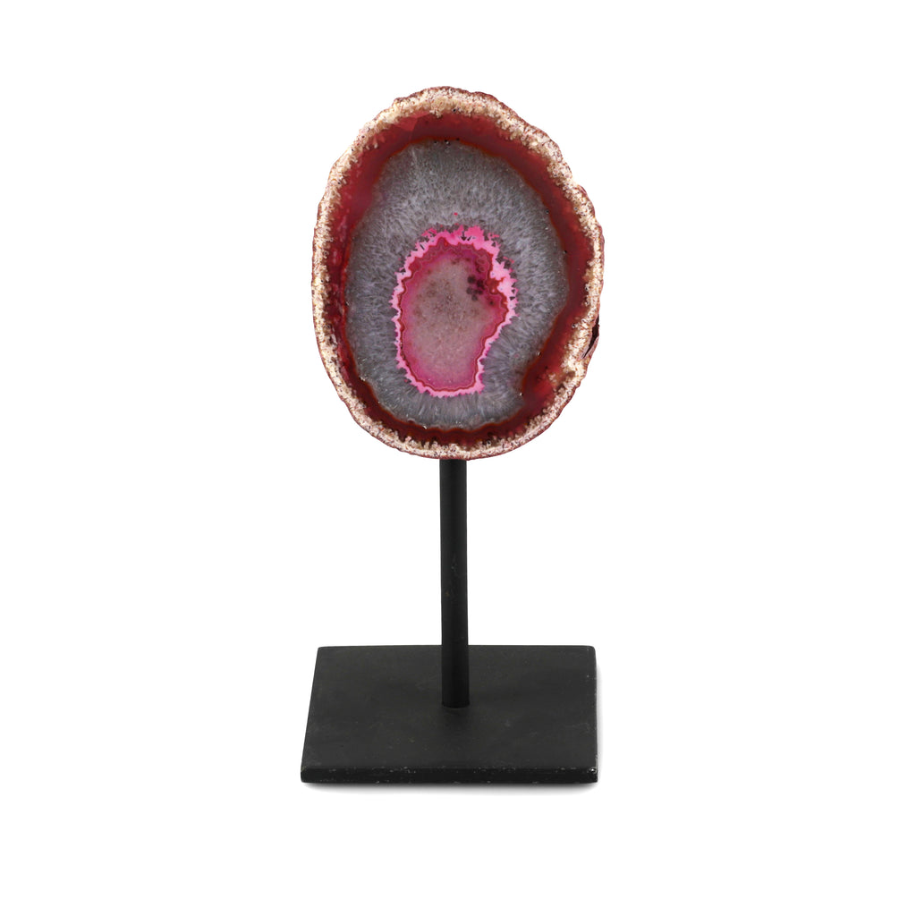 Purple / Pink Geode on Black Metal Stand (A+D)