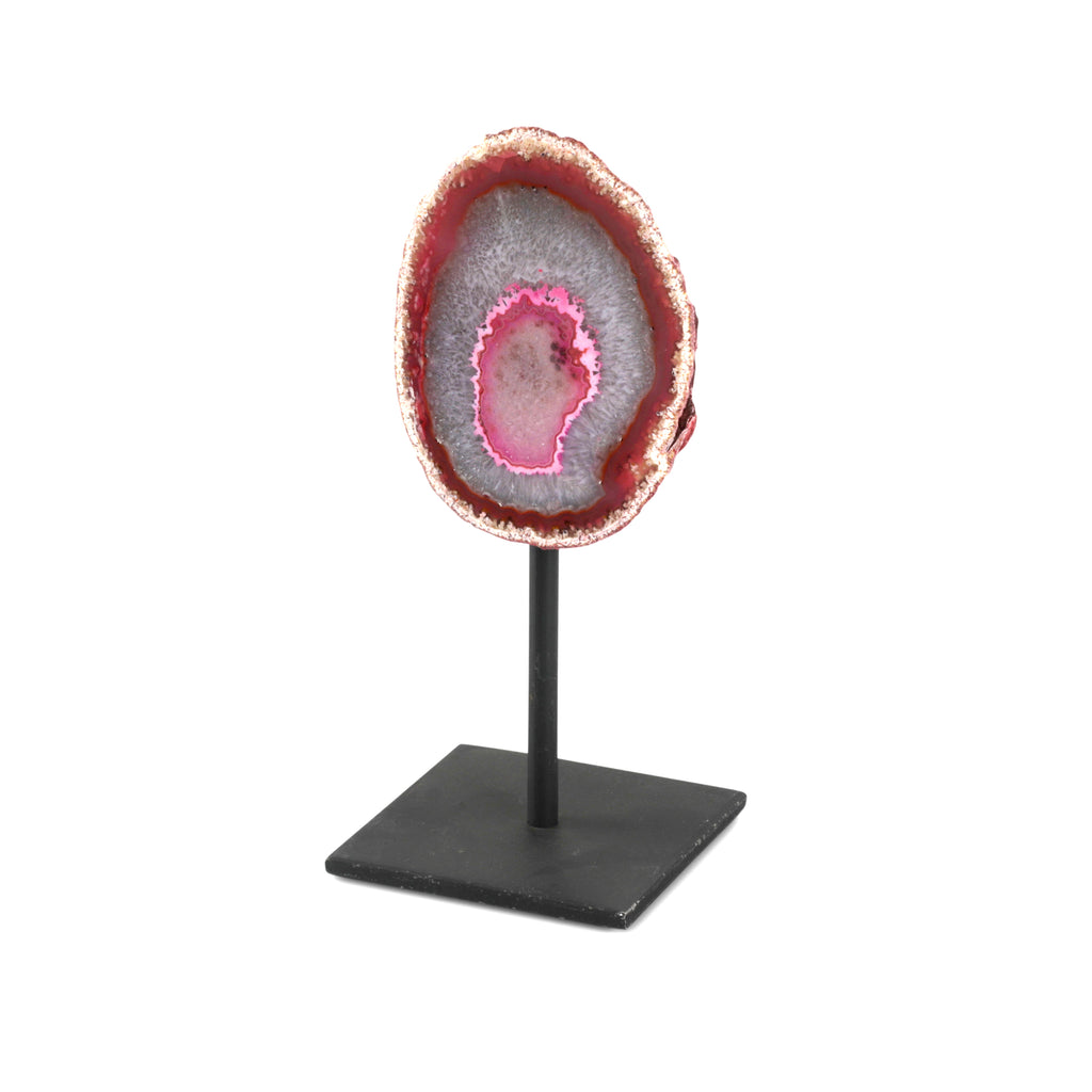 Purple / Pink Geode on Black Metal Stand (A+D)