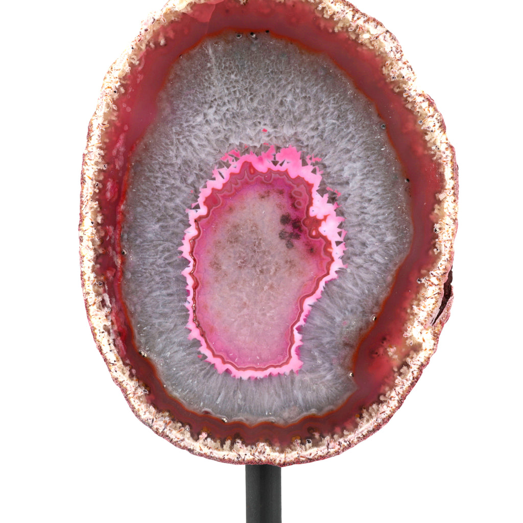 Purple / Pink Geode on Black Metal Stand (A+D)
