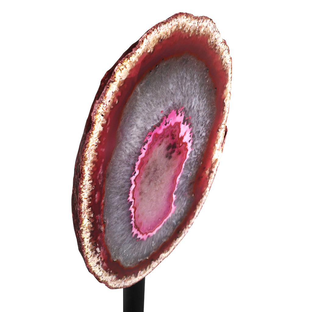 Purple / Pink Geode on Black Metal Stand (A+D)