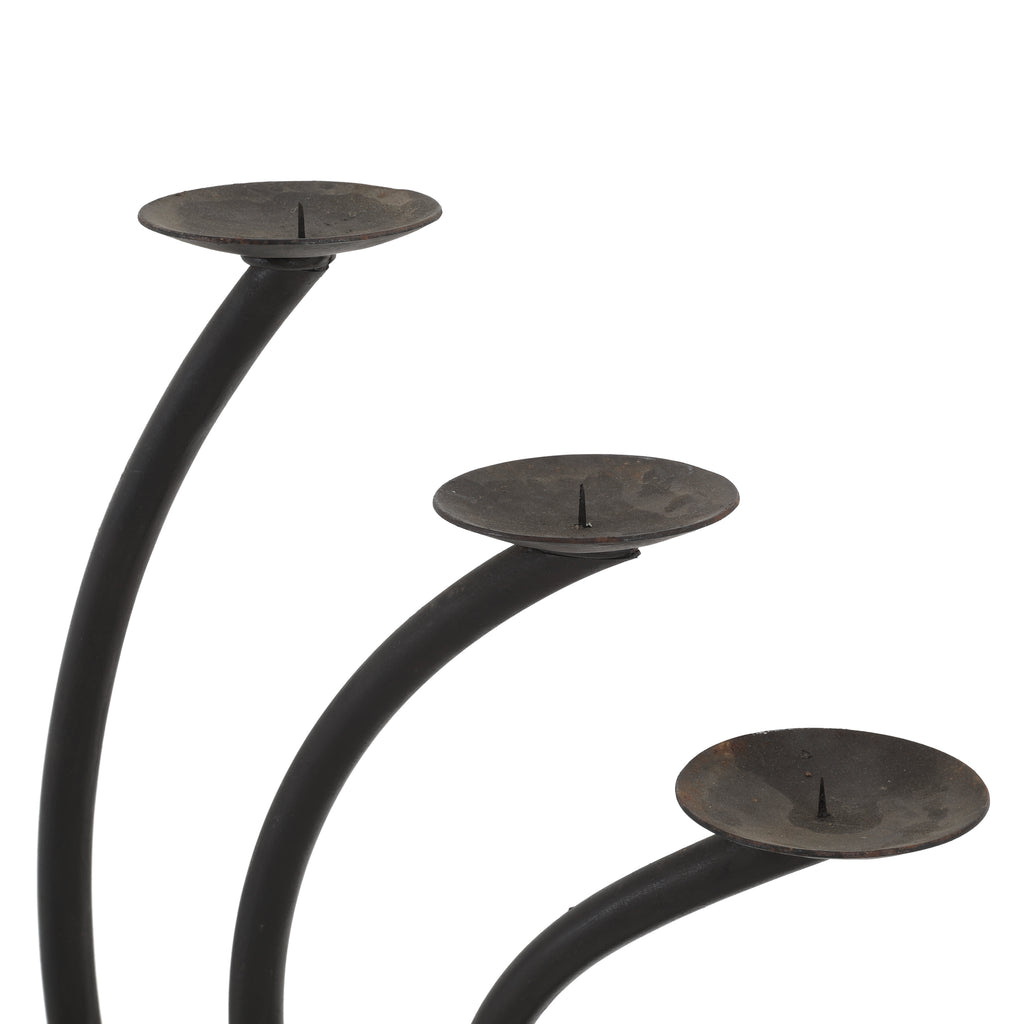 Large Curved Candle Holder with Wooden Base