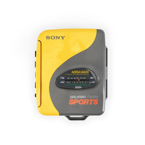 Vintage Yellow Sony Walkman Sports Cassette Player / Radio