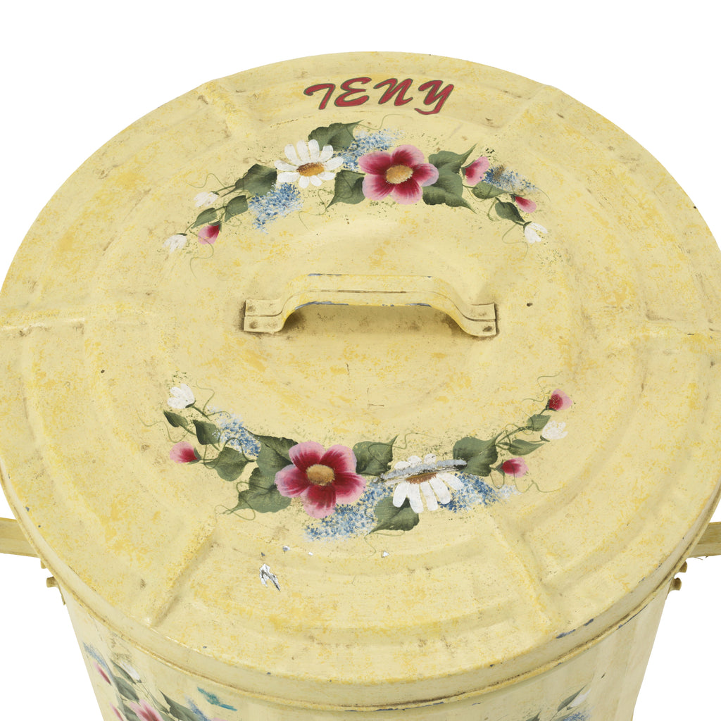 Yellow Floral Trash Can