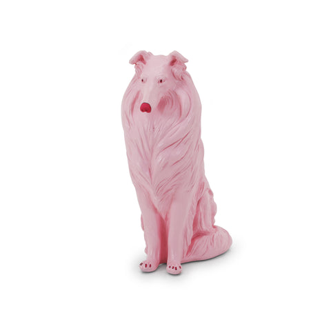 Pink Ceramic Collie Dog Statue
