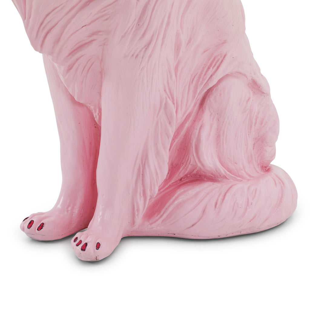 Pink Ceramic Collie Dog Statue