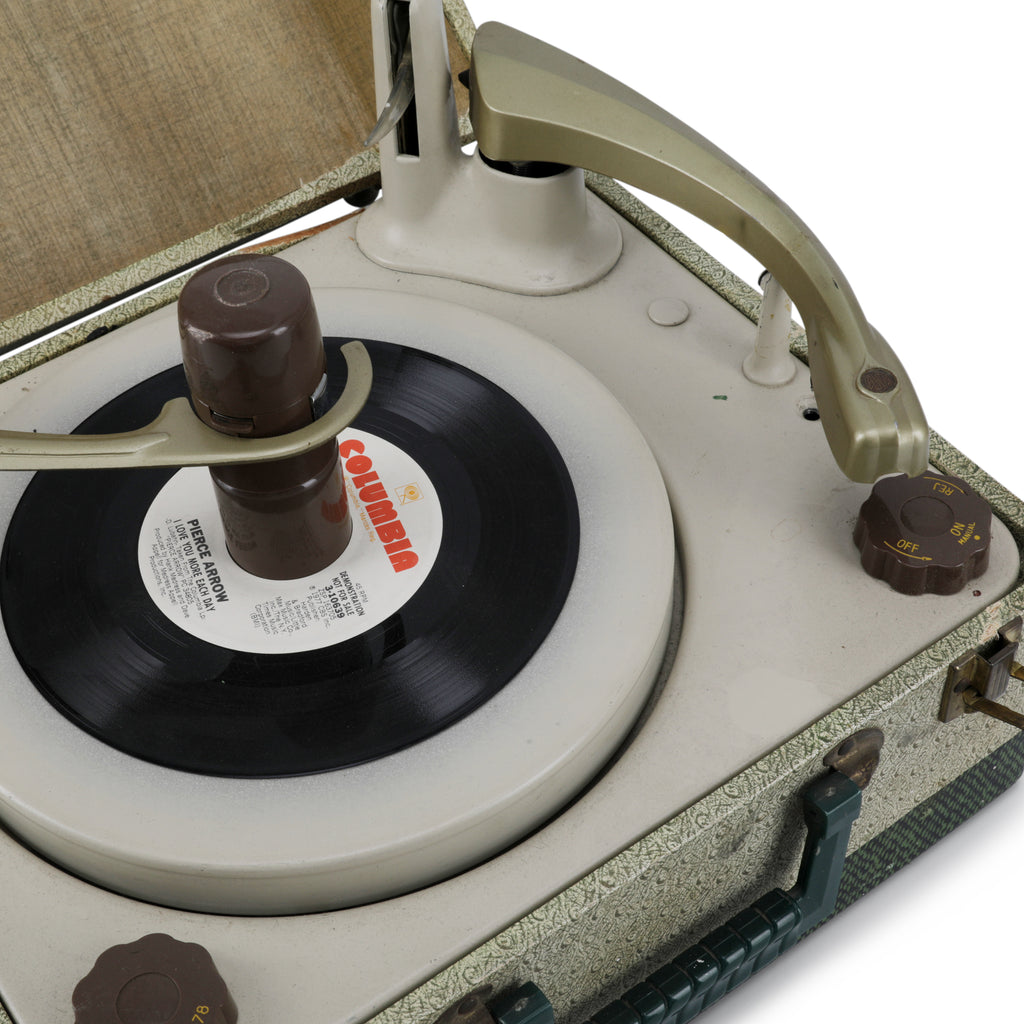 Vintage Turntable in Green Case