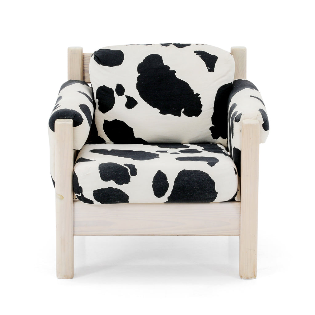 Light Wood Cow Print Lounge Chair