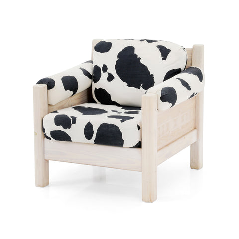 Light Wood Cow Print Lounge Chair