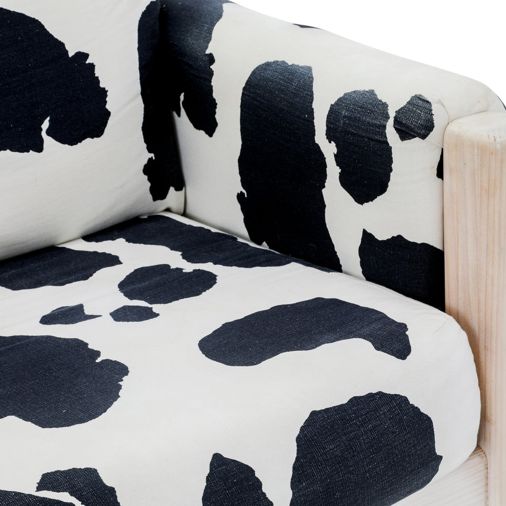 Light Wood Cow Print Lounge Chair