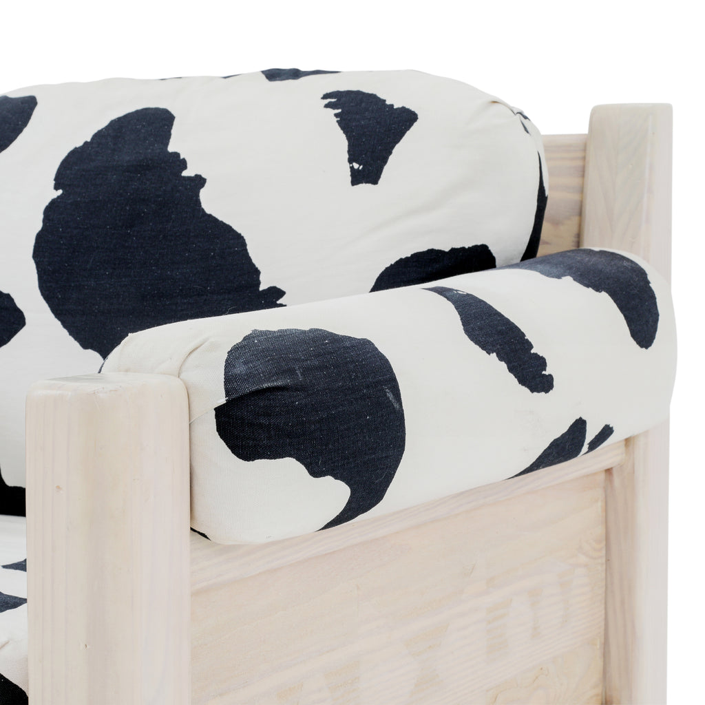 Light Wood Cow Print Lounge Chair