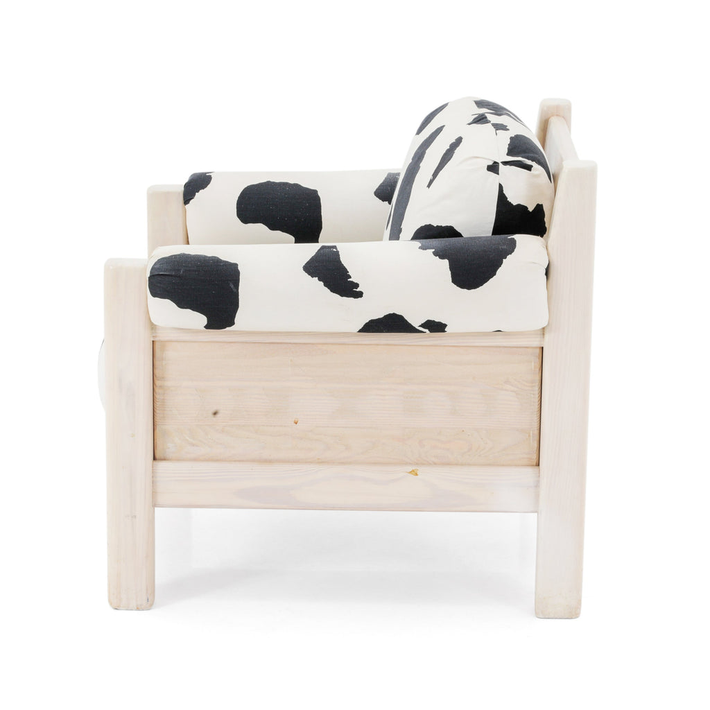 Light Wood Cow Print Lounge Chair