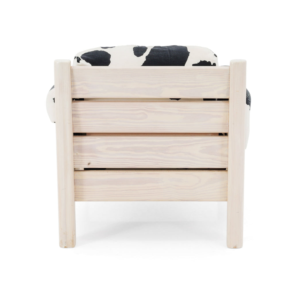 Light Wood Cow Print Lounge Chair