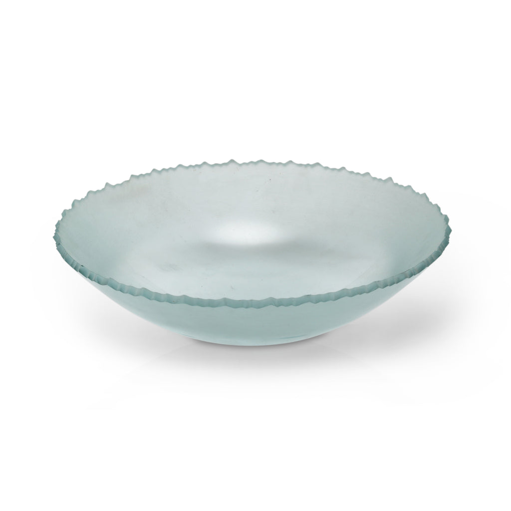 Blue Frosted Glass Bowl w/ Ridges