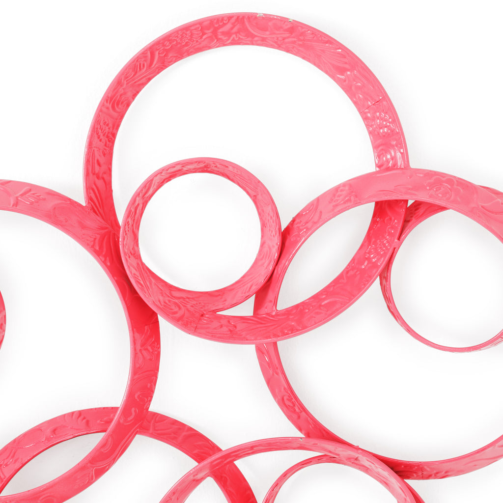 Pink Metal Circles Wall Art